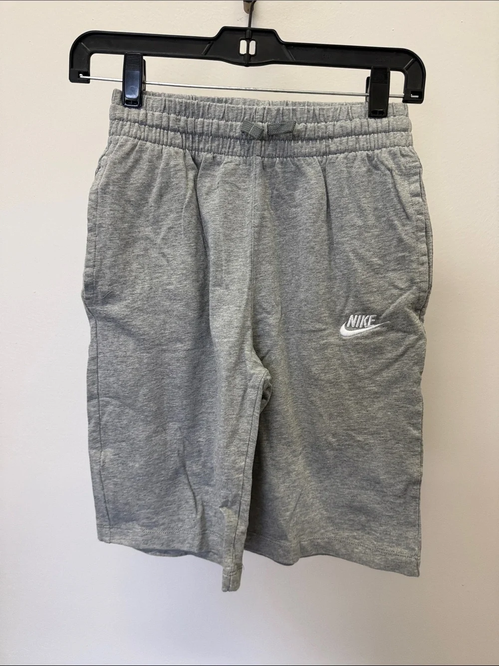 Nike Heather Gray Kids Athletic Shorts with White Logo